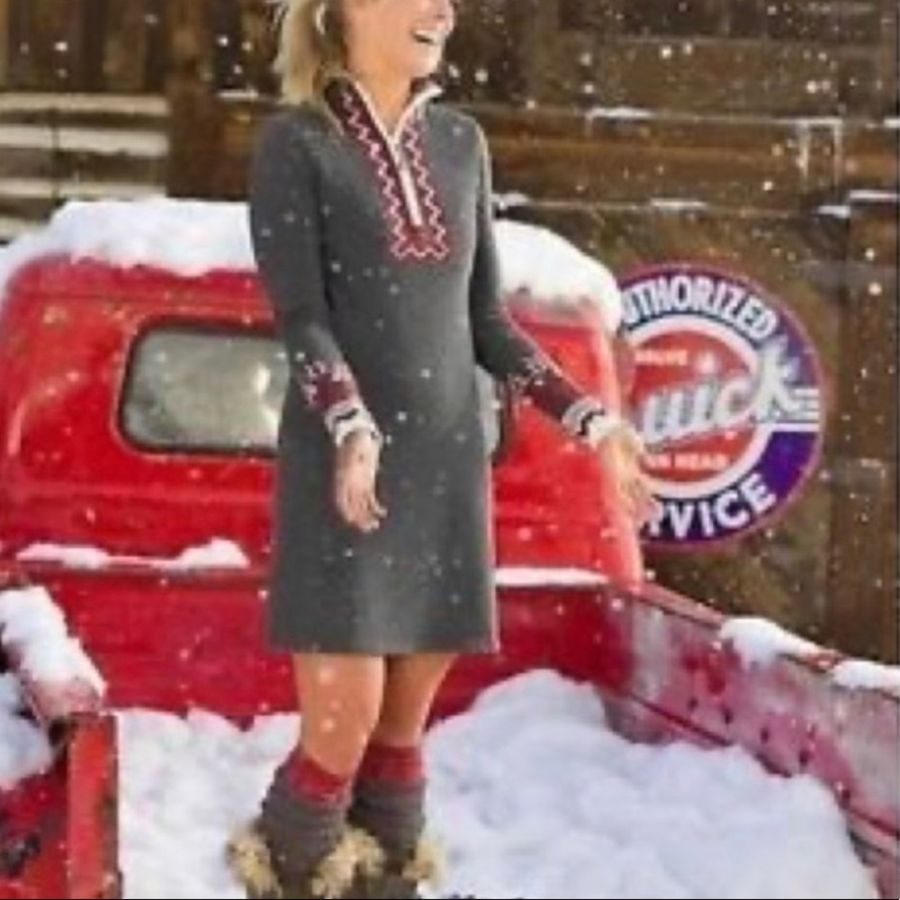 Alps Snow Cat Fair Isle Sweater Dress